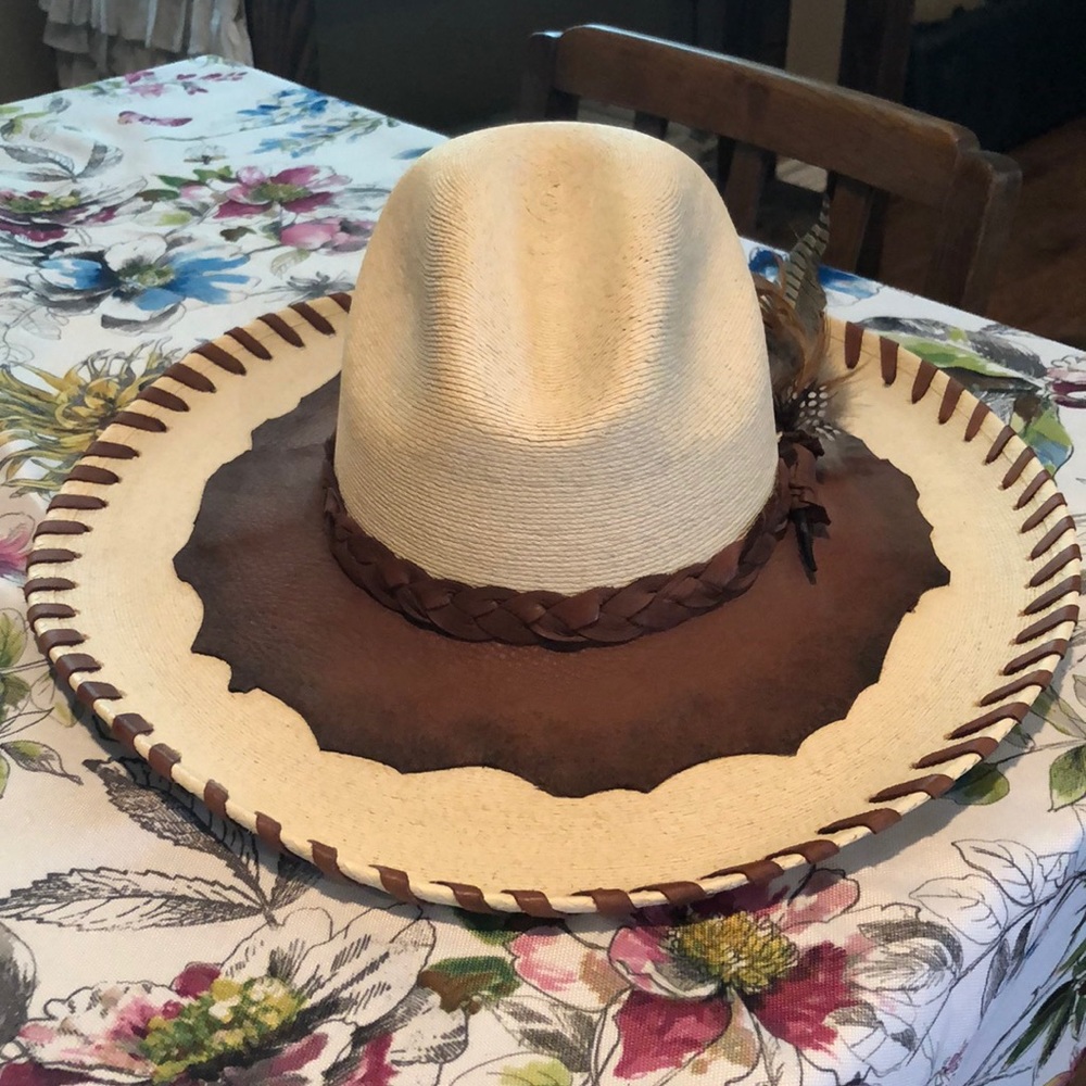 Palm leaf western hat